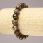 Tiger's Eye Elastic Bracelet, Natural Stone Smooth Round Bead, 10mm+