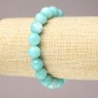 Aquamarine Elastic Bracelet, Natural Stone Smooth Round Bead, 10mm+