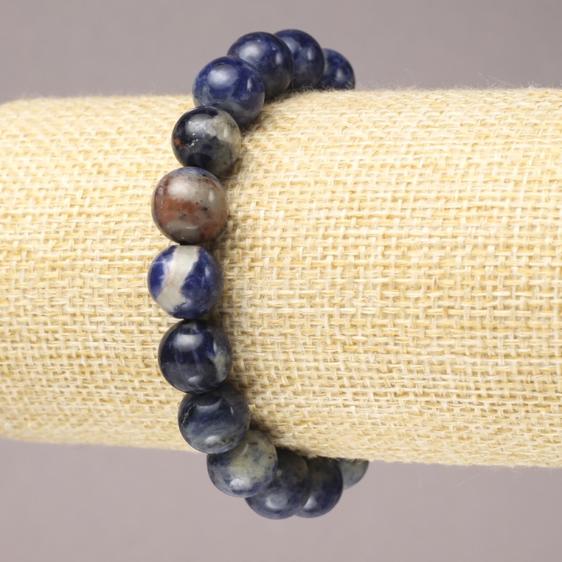 Sodalite Elastic Bracelet, Natural Stone Smooth Round Bead, 10mm+