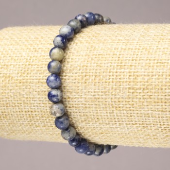 Sodalite Elastic Bracelet, Natural Stone Smooth Round Bead, 6mm+