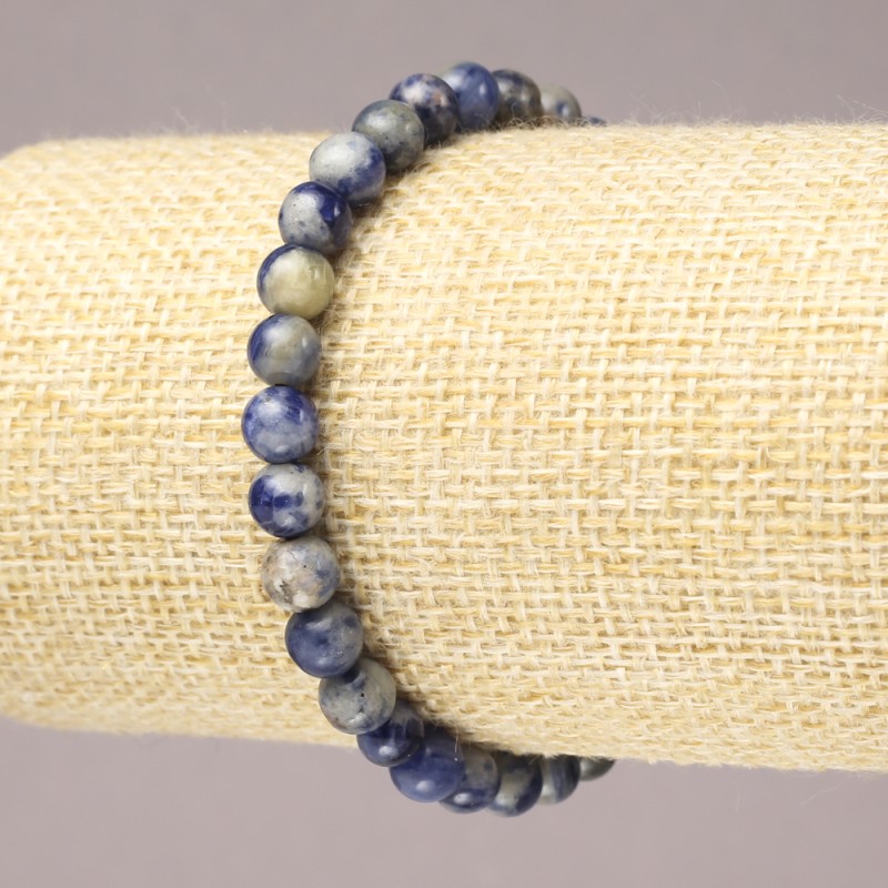 Sodalite Elastic Bracelet, Natural Stone Smooth Round Bead, 6mm+