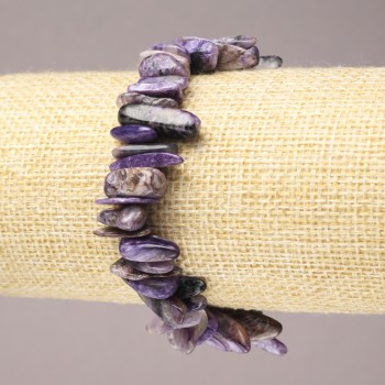 Charoite Elastic Bracelet, Natural Stone Needle Chip, 15x3mm+