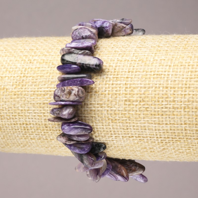 Charoite Elastic Bracelet, Natural Stone Needle Chip, 15x3mm+