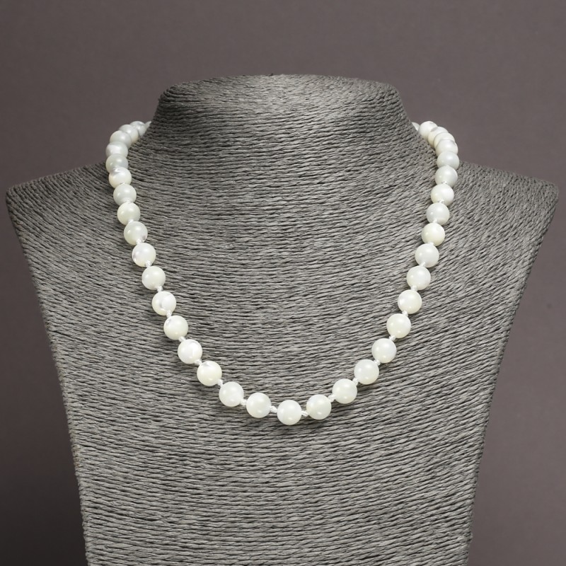 Milky White Mother-of-Pearl Necklace, 7.5mm+/-, 45cm+ Length