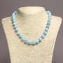 Natural Aquamarine Stone Necklace, smooth round beads, diameter 10(+-)mm, length 45cm+