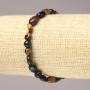 Elastic Bracelet with Natural Tiger's Eye, Bull's Eye, Hawk's Eye Stone, tumbled, diameter 8x6mm+