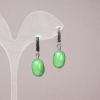 Natural Chrysoprase Stone Earrings, smooth barrel beads, diameter 10x14mm+-, length 32mm+
