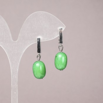 Natural Chrysoprase Stone Earrings, smooth barrel beads, diameter 10x14mm+-, length 32mm+