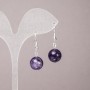 Natural Amethyst Stone Earrings, smooth round beads, diameter 12mm+-, length 33mm+