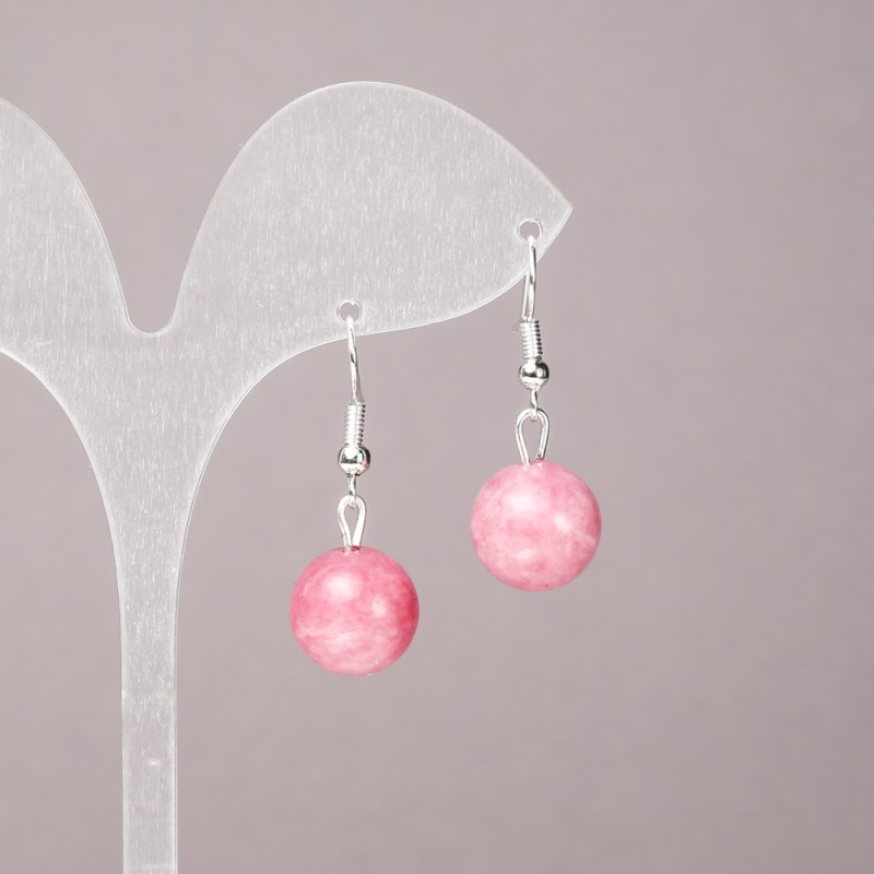 Synthetic Tourmaline Earrings, smooth round beads, diameter 12mm+-, length 33mm+