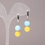 Natural Aquamarine and Citrine Stone Earrings, diameter 10mm+-, length 40mm+
