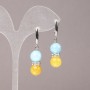 Natural Aquamarine and Citrine Stone Earrings with White Rhinestones, diameter 10mm+-, length 43mm+