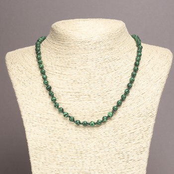 Malachite (Pressed) Necklace, smooth round bead, diameter 6mm+/-, length 45cm+