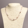 Natural Stone Necklace, Pink Opal smooth round bead, diameter 6mm+/-, length 45cm+
