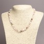 Natural Stone Necklace, Pink Opal smooth round bead, diameter 6mm+/-, length 45cm+