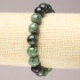 Natural Stone Elastic Bracelet, Zoisite smooth round bead, diameter 10(+/-)mm