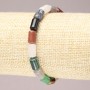 Elastic Bracelet with Natural Assorted Stone Smooth Cylinder Beads, 10x6mm+ diameter
