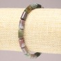 Elastic Bracelet with Natural Multicolour Jasper Smooth Cylinder Beads, 10x6mm+ diameter