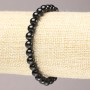 Elastic Bracelet with Natural Black Tourmaline Smooth Round Beads, 6mm+ diameter