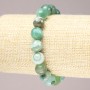 Elastic Bracelet with Natural Green Agate Faceted Round Beads, 10mm+ diameter