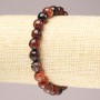 Elastic Bracelet with Natural Brown Agate Faceted Round Beads, 8mm+ diameter