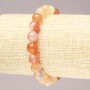 Elastic Bracelet with Natural Orange Agate Smooth Round Beads, 8.5mm+ diameter