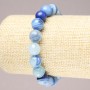 Light Blue Agate Bracelet on Elastic Band, Faceted Bead, 10mm+ Diameter