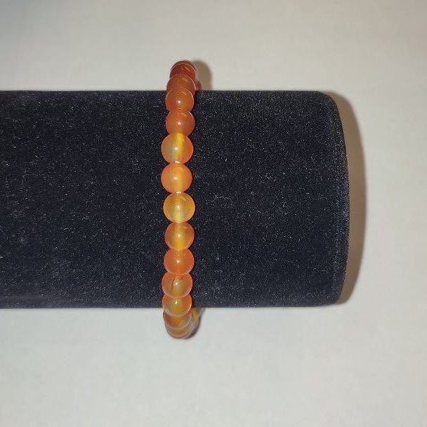 Natural Carnelian Stone Bracelet, Smooth Bead, 6mm+/- Diameter (Stretch)