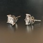 Xuping Rhodium Stud Earrings with White Stones, Square Setting 7mm+