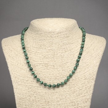 Natural Malachite Stone Necklace, Smooth Bead, 6mm+/- Diameter, 45cm+ Length