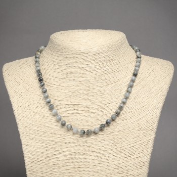Natural Hawk's Eye Stone Necklace, Smooth Bead, 6.5mm+/- Diameter, 45cm+ Length