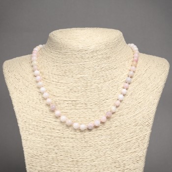 Natural Pink Opal Stone Necklace Smooth Bead, Diameter 6(+-)mm, Length 45cm+