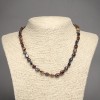 Natural Stone Necklace Bull's Eye, Hawk's Eye, Tiger's Eye Tumbled, Diameter 6x8mm+-, Length 45cm+