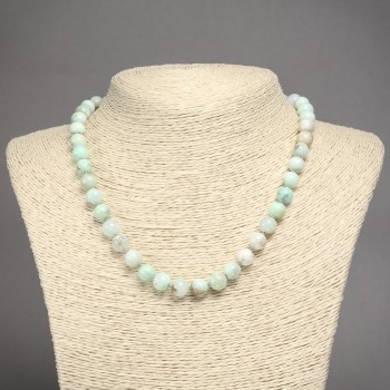 Natural Larimar Stone Necklace Smooth Bead, Diameter 8mm+-, Length 45cm+
