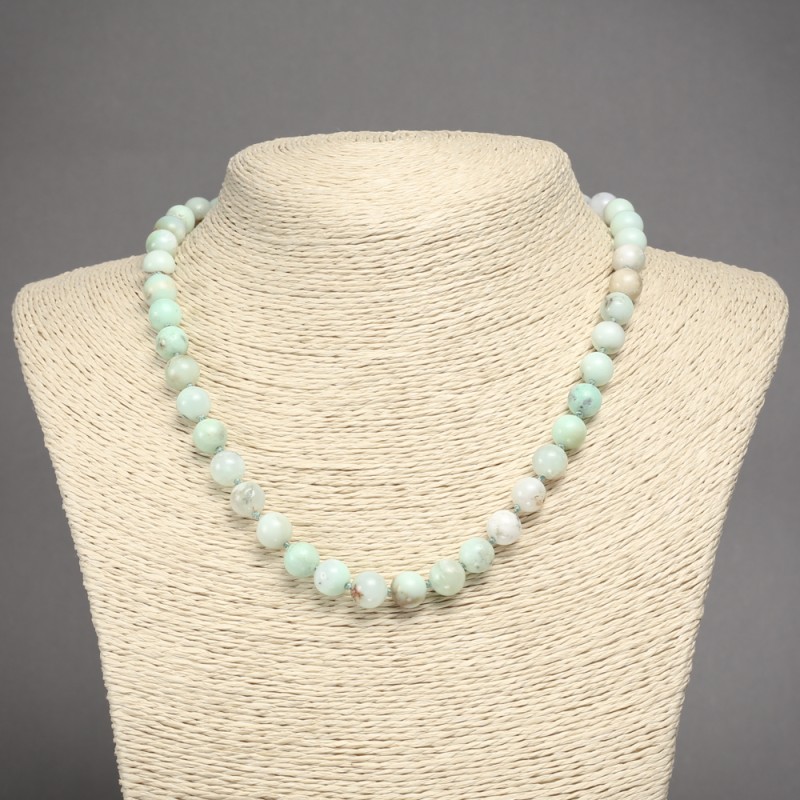 Natural Larimar Stone Necklace Smooth Bead, Diameter 8mm+-, Length 45cm+