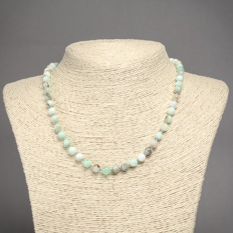 Natural Larimar Stone Necklace Smooth Bead, Diameter 6mm+-, Length 45cm+