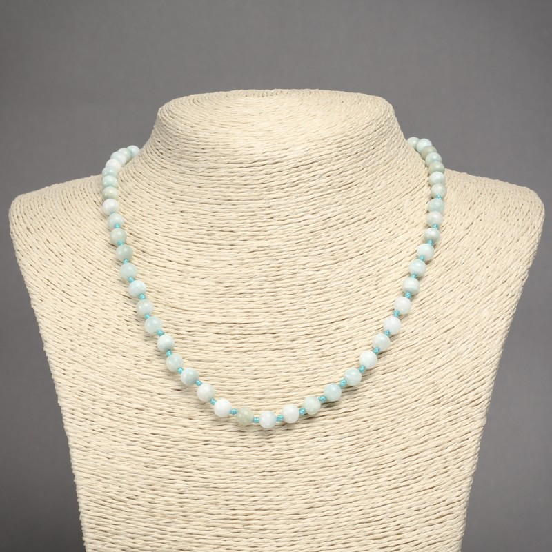 Natural Larimar Stone Necklace, Smooth Bead, 6mm+/- Diameter, 45cm+ Length