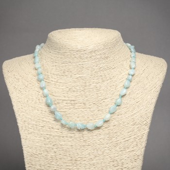 Natural Larimar Stone Necklace, Tumbled Beads, 9x7mm+/- Diameter, 45cm+ Length