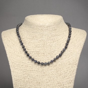 Natural Iolite Stone Necklace Smooth Bead, Diameter 6.5mm+-, Length 45cm+