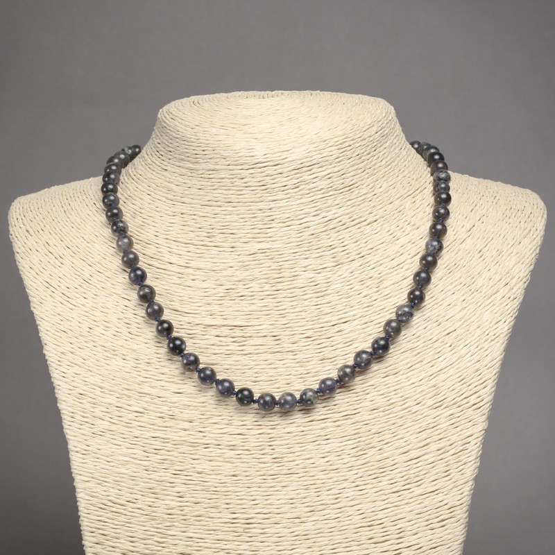 Natural Iolite Stone Necklace Smooth Bead, Diameter 6.5mm+-, Length 45cm+