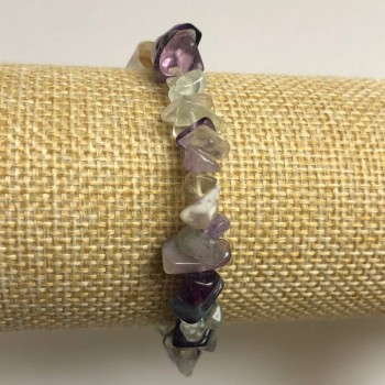 Fluorite Chip Elastic Bracelet, Diameter 7(+-)mm