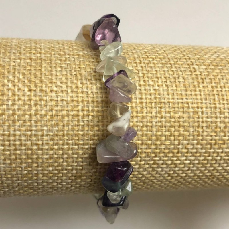 Fluorite Chip Elastic Bracelet, Diameter 7(+-)mm