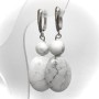 Cacholong Natural Stone Earrings, Diameter 10mm, 24x18mm+/-, Length 50mm+