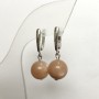 Earrings with natural stone Selenite smooth ball, diameter 12mm+-, length 32mm+-