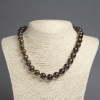 Natural Stone Smoky Quartz Necklace, smooth round beads, diameter 12mm+-, length 45cm+