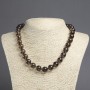 Natural Stone Smoky Quartz Necklace, smooth round beads, diameter 12mm+-, length 45cm+