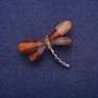 Sale! Dragonfly Brooch with Brown Crystals, Silver-Tone Metal 32x43mm