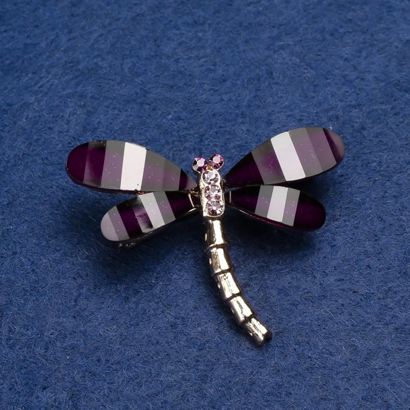 Dragonfly Brooch, Gold-Tone Metal 4x3.5cm+