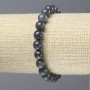 Elastic Natural Stone Labradorite Bracelet, smooth round beads, diameter 8(+-)mm