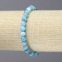 Elastic Blue Agate Bracelet, smooth round beads, diameter 6mm+
